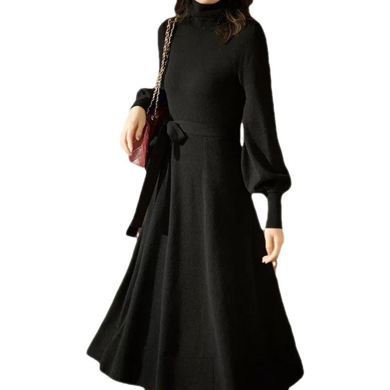 Damen Strickkleid Hohler Kragen Taillierbar Norvielle