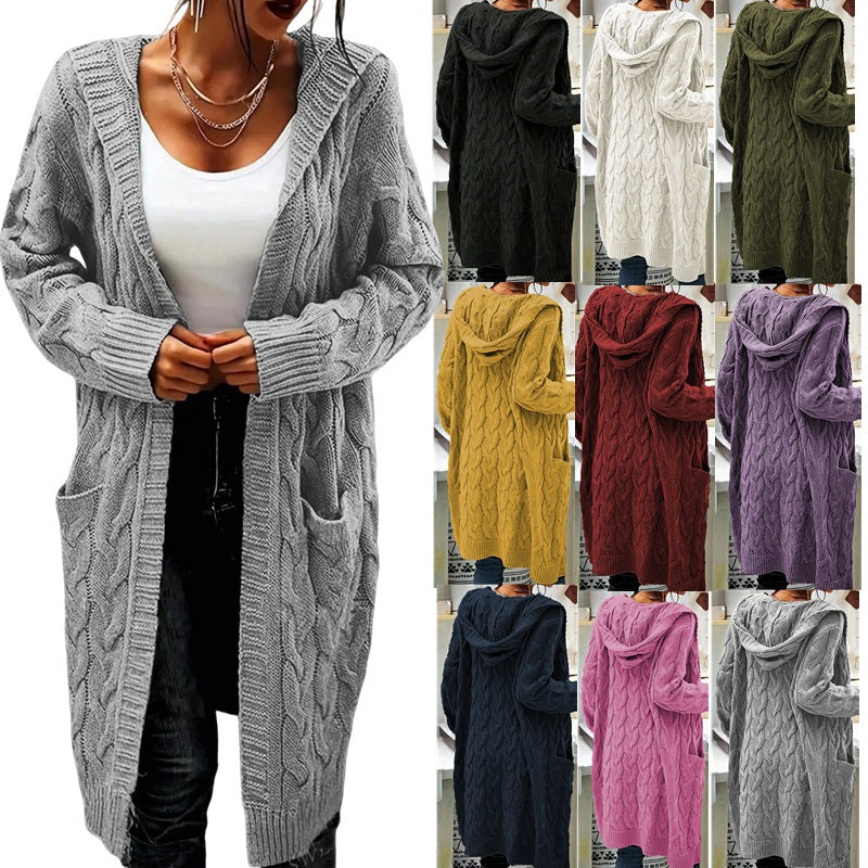 Damen Cardigan Grosstrick Kabelmuster Beige - Norvielle