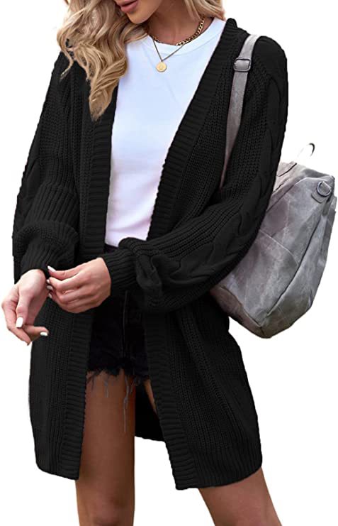 Damen Strickjacke Zopfmuster Lässiger Schnitt Norvielle