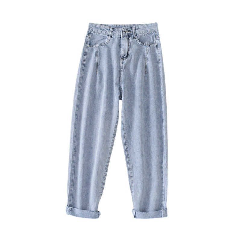 Damen Hochtaillierte Mom-Jeans Klassisch Umschlag-Säume