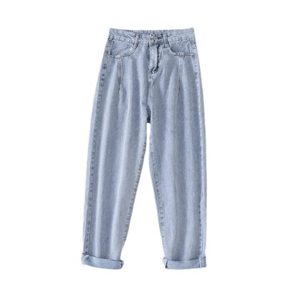 Damen Hochtaillierte Mom-Jeans Klassisch Umschlag-Säume