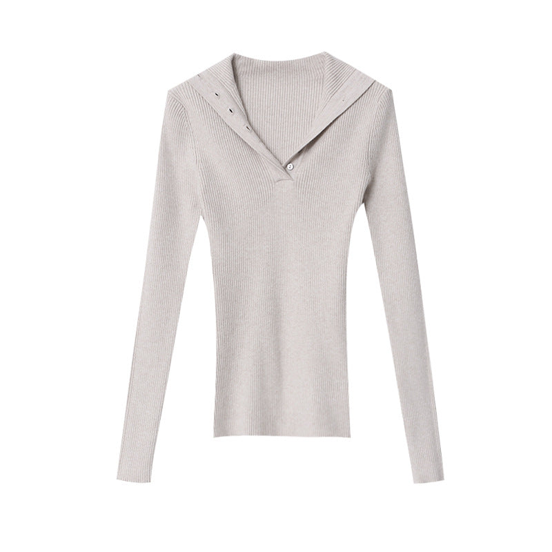Damen Strickpullover V-Ausschnitt Knopfleiste Norvielle