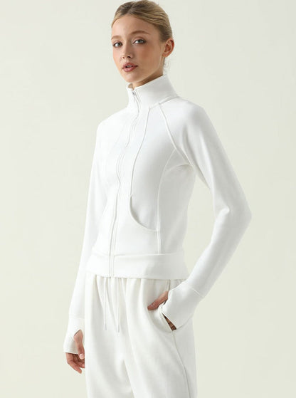 Mila Damen Sportjacke Stehkragen Zip