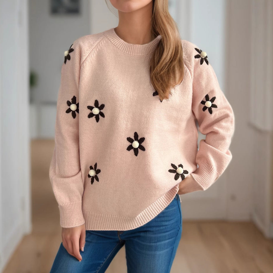 Damen Pullover Floral Lässiger Schnitt
