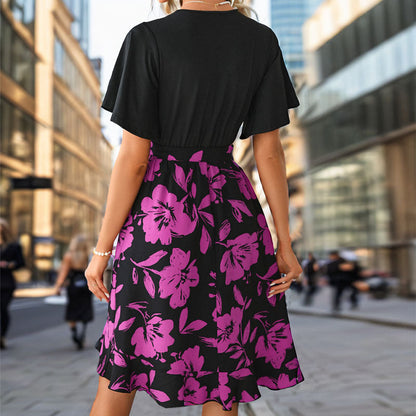 Damen Wickelkleid Florales Design Taillierbarer Gürtel Norvielle
