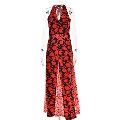 Damen Maxikleid mit Blumenmuster und tiefem Ausschnitt Norvielle