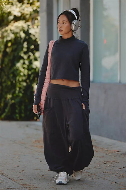 Damen Set Langärmliges Oberteil Weite Hose Norvielle