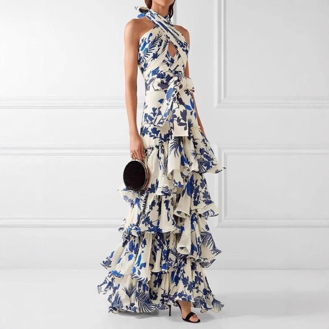 Damen Maxikleid Rüschen Blumenmuster Norvielle - Norvielle