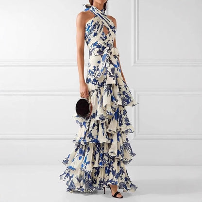 Damen Maxikleid Rüschen Blumenmuster Norvielle - Norvielle