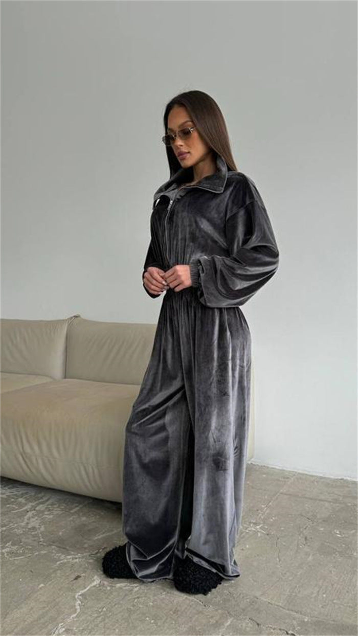 Damen Velours-Jumpsuit Elegantes Design
