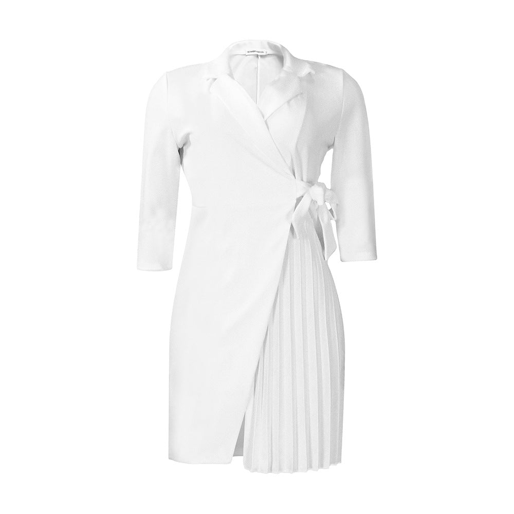 Damen Wickelkleid Blazer-Stil Plissiert