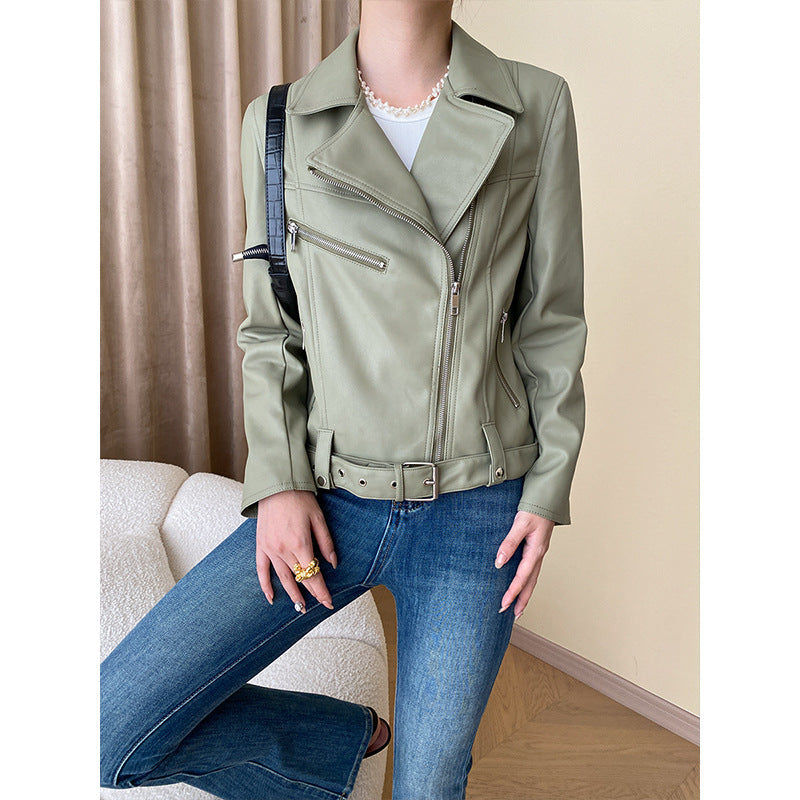 Damen Bikerjacke Kunstleder Tailliert