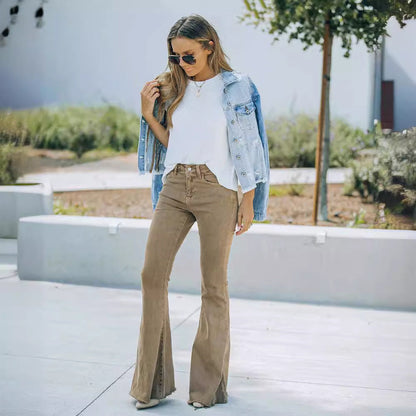 Damen High-Waist Flare Jeans Lang Norvielle