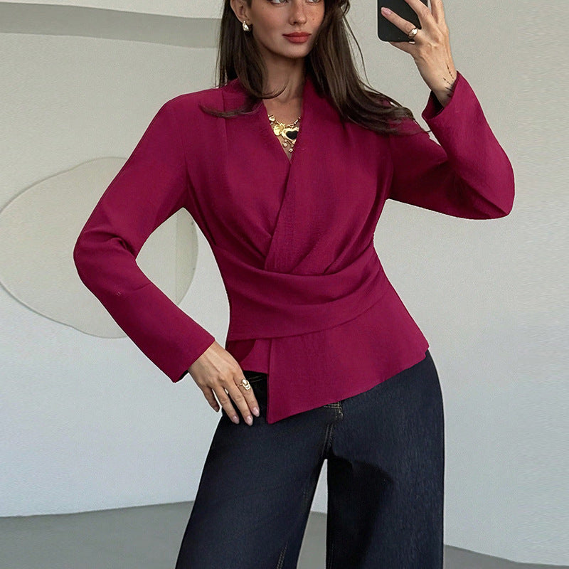 Damen Wickeloberteil Asymmetrischer Saum Norvielle