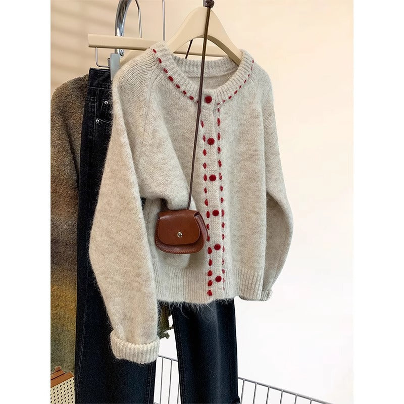 Damen Strickpullover Bunt Knöpfe Weich - Norvielle