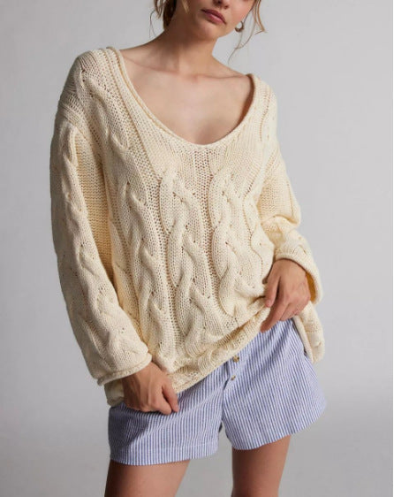 Damen Strickpullover Weites Zopfmuster Norvielle