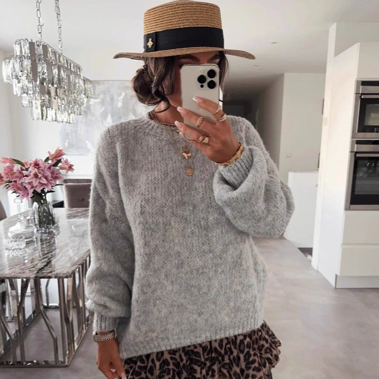 Damen Strickpullover Luftiger Look Voluminöse Ärmel Norvielle
