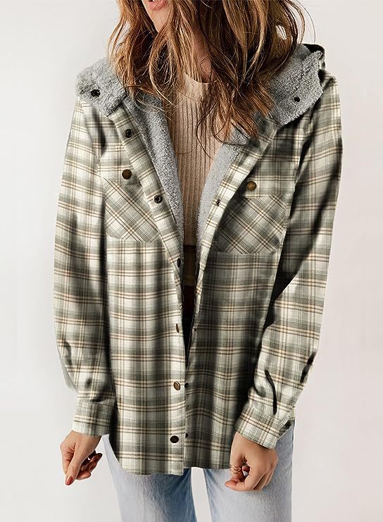 Damen Flanelljacke Gefütterte Kapuze Norvielle