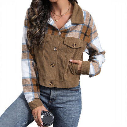 Damen Karottenjacke Kariert Cord Norvielle