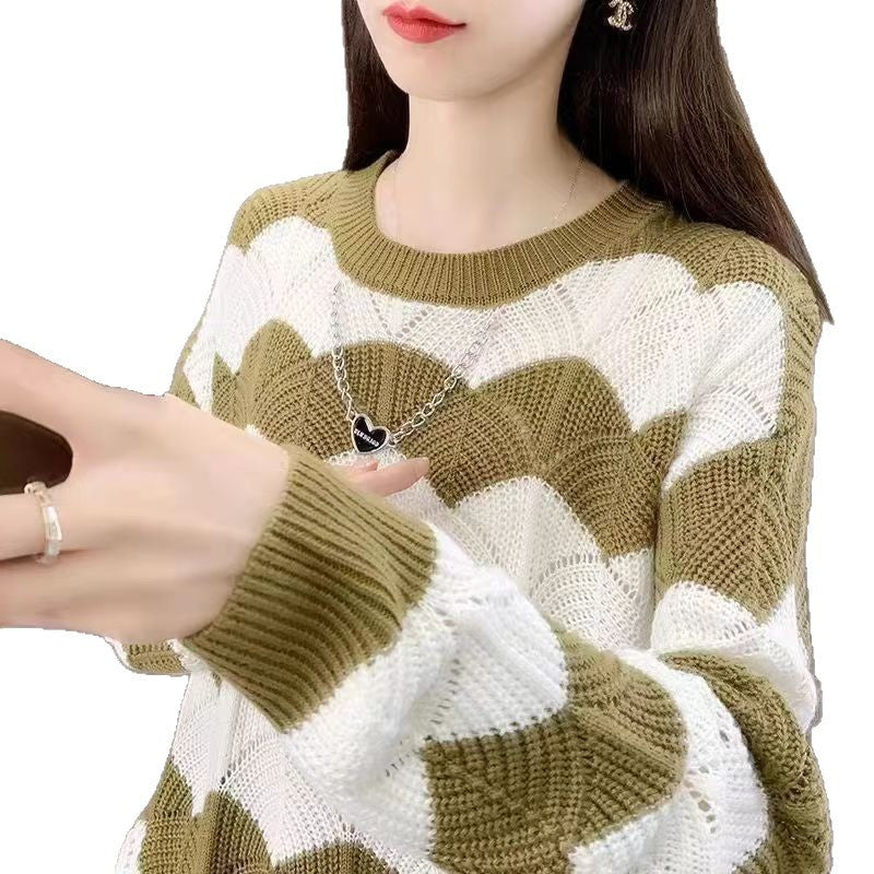 Damen Grobstrickpullover Wellenmuster Norvielle
