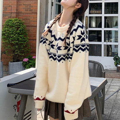 Damen Pullover Kuschelig Wintermuster Norvielle