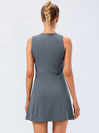 Damen Tenniskleid Sportlich Geschnitten Grau