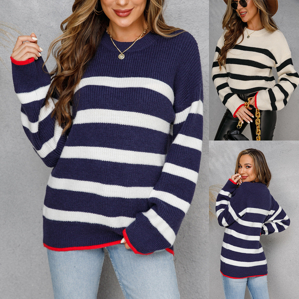 Damen Strickpullover Maritim Streifen Norvielle - Norvielle