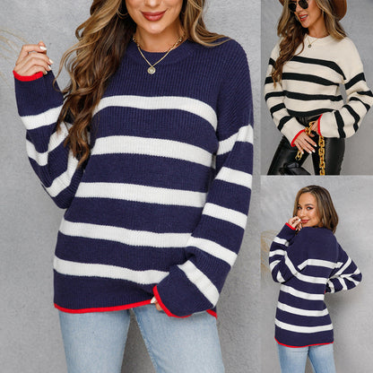 Damen Strickpullover Maritim Streifen Norvielle - Norvielle