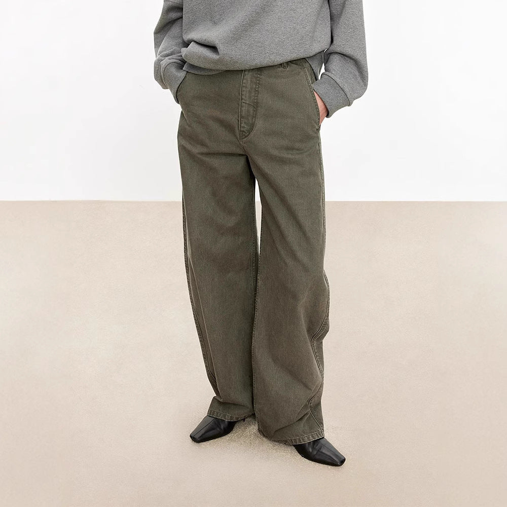 Damenweite Denim-Hose Hochbund Komfortschnitt Blau - Norvielle
