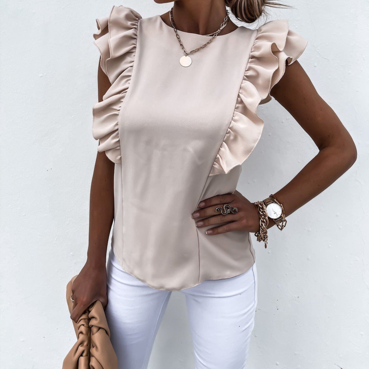 Damen Bluse Rüschenärmel Elegante Bluse