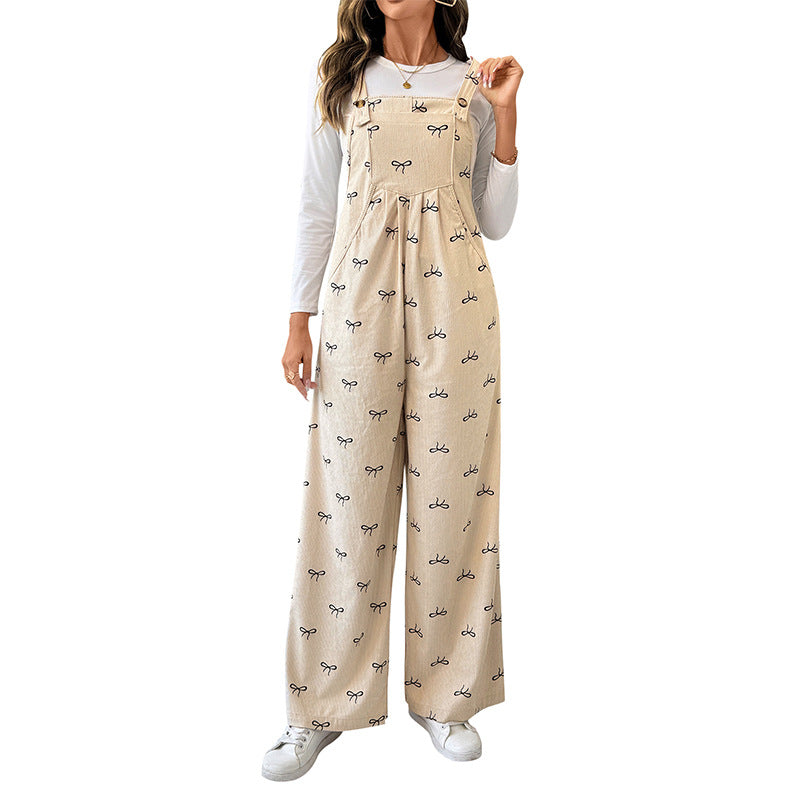 Damen Latzhose Floralmuster Baumwolle Bequem