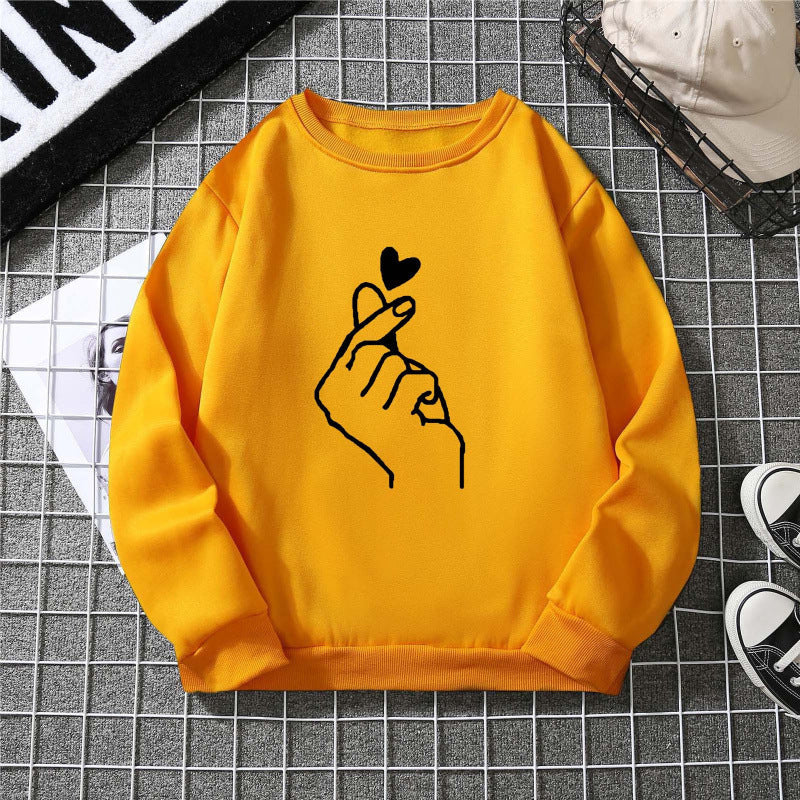Damen Sweatshirt Weiches Innenfutter Handzeichen-Motiv Norvielle