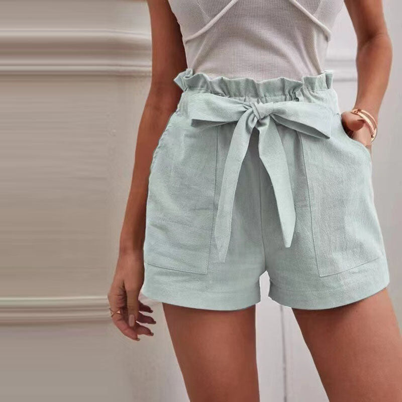 Norvielle Damen Shorts Einfarbig Baumwolle