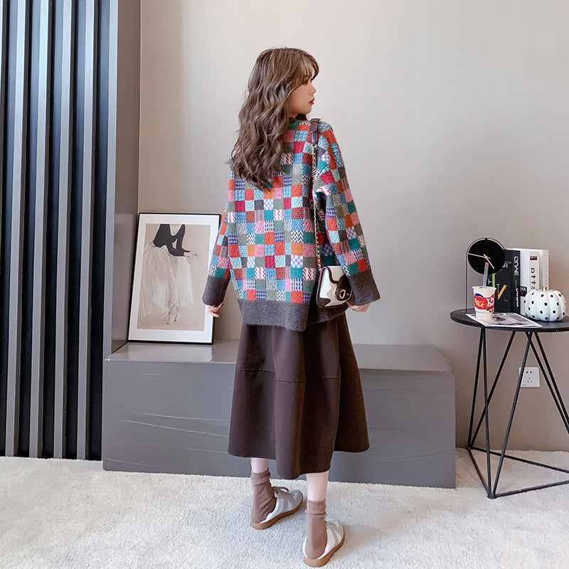 Damen Pullover Karomuster Lässiger Schnitt Norvielle