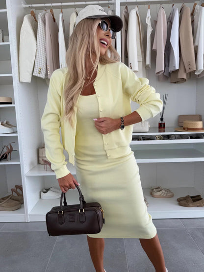 Damen Freizeitkleid mit Strickjacke Norvielle