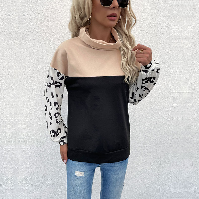 Damen Sweatpullover Animalprint Hoher Kragen Norvielle
