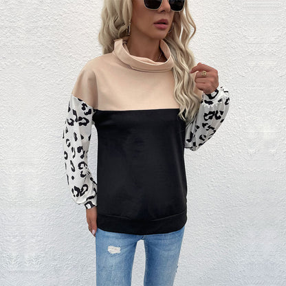 Damen Sweatpullover Animalprint Hoher Kragen Norvielle