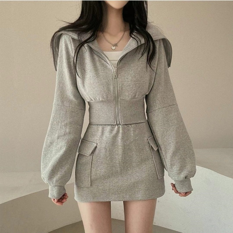 Damen Sportliches Hoodie-Kleid mit Taschen Norvielle