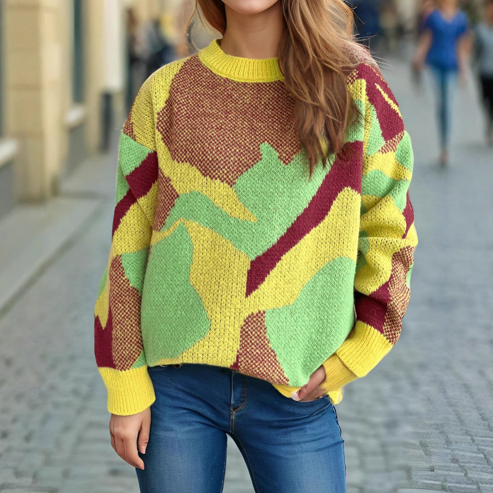 Damen Pullover Lässiger Schnitt Expressives Muster Norvielle
