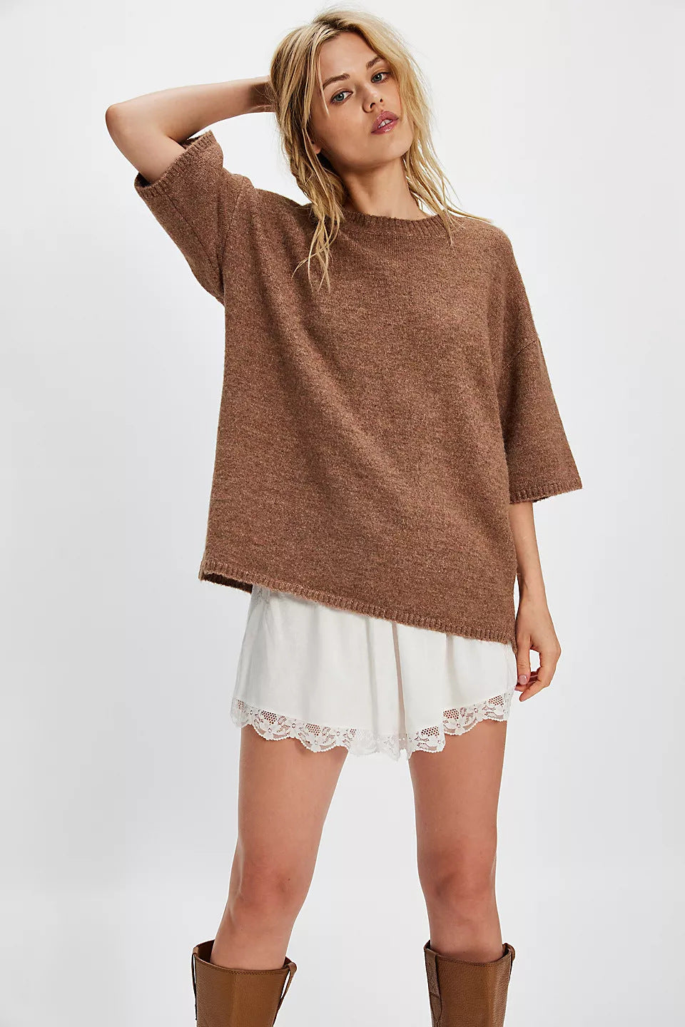 Damen Sweatshirt Halbtransparent Spitze Lässiger Schnitt Norvielle