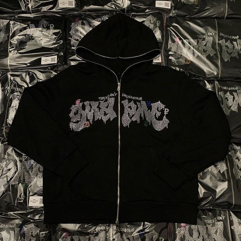 Damen Kapuzenjacke Glitzerdesign Reißverschluss