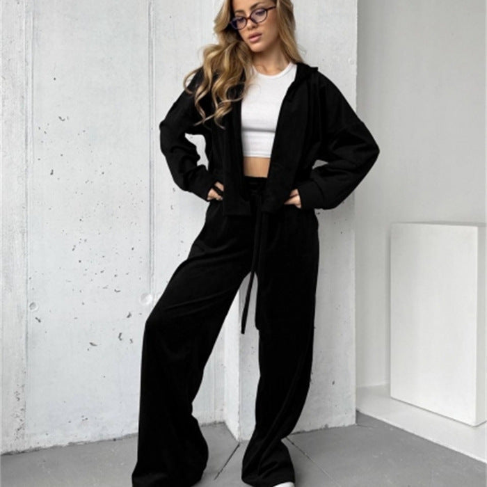 Damen Lounge-Set mit lockerer Jacke und weiten Hosen Norvielle