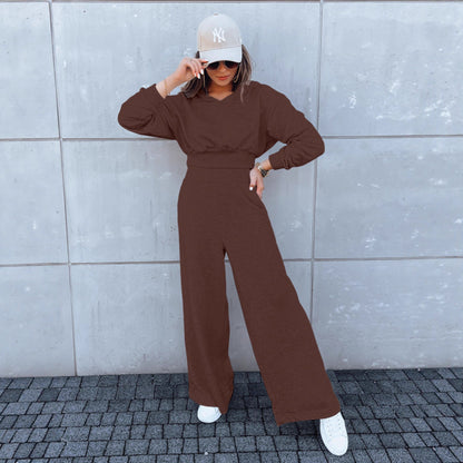 Damen Jumpsuit Weites Bein Kapuze Norvielle
