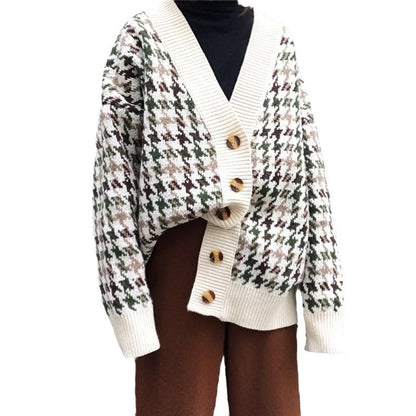 Damen Strickjacke Houndstooth Norvielle