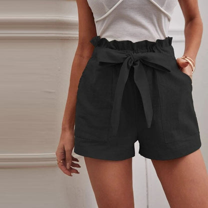 Norvielle Damen Shorts Einfarbig Baumwolle