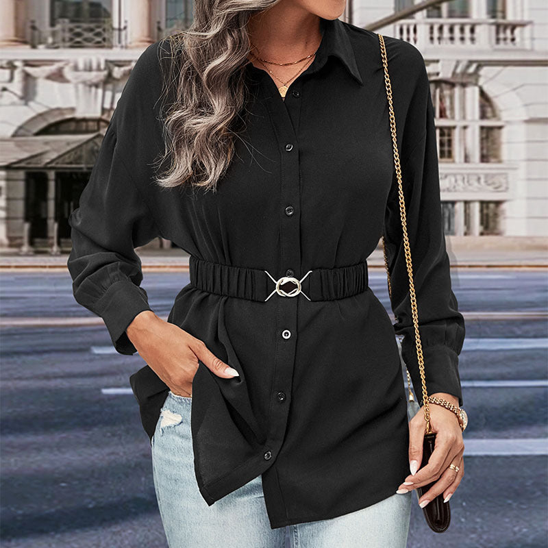 Damen Hemdbluse Elastischer Taillengürtel Norvielle - Norvielle