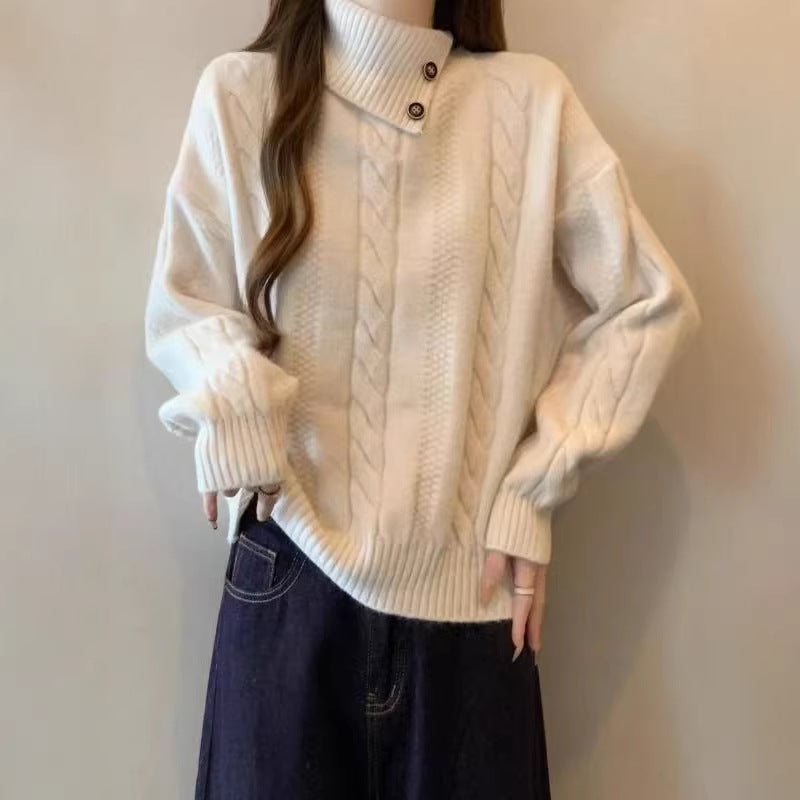 Damen Grobstrickpullover Hochgeschlossener Kragen Norvielle - Norvielle