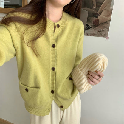 Damen Strickcardigan mit Taschen und Knopfverschluss Norvielle
