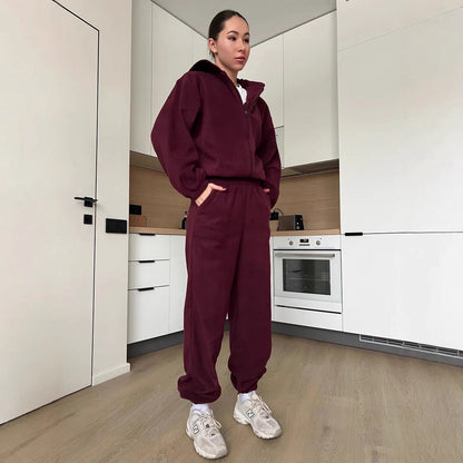 Damen Fleece-Jogginganzug mit Kapuze
