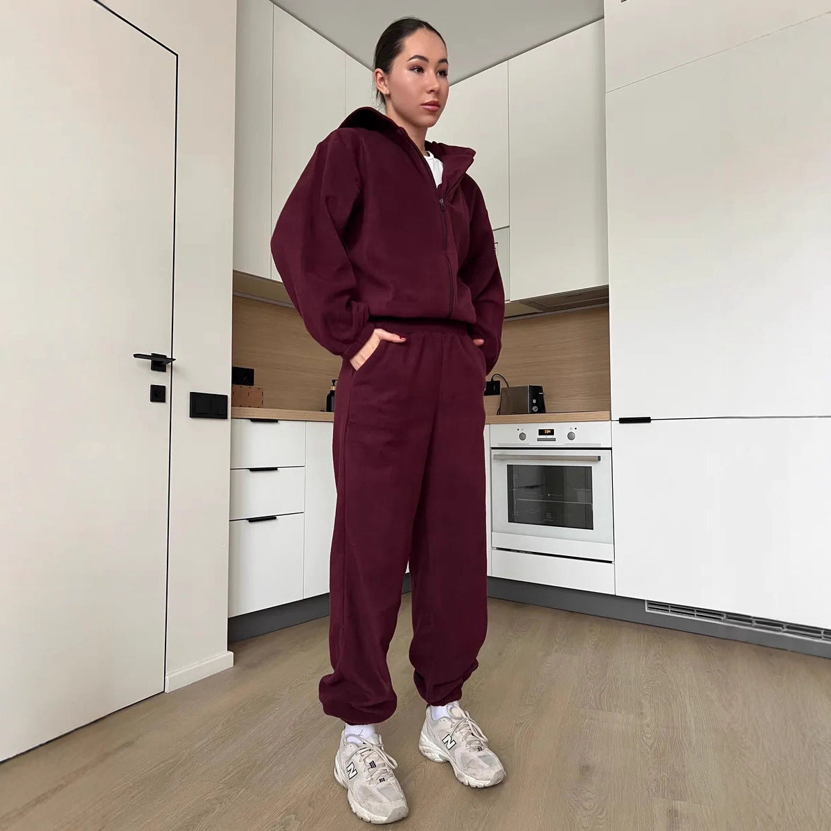 Damen Fleece-Anzug mit Taschen und Kapuze Norvielle